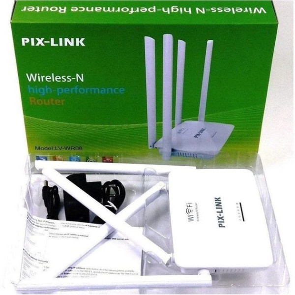 WI-FI роутер Pix-Link LV-WR08, 2.4Ghz, 300Mbps, оснащен 4 антеннами для усиленного сигнала