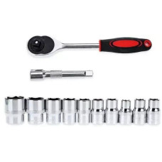 Набор торцевых головок, 12 предметов, с трещоткой New Tools из хромованадиевой стали