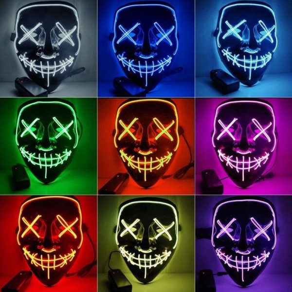 Судная ночь ABC Purge Mask, неоновая маска, питание от батареек