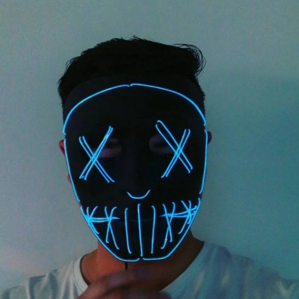 Судная ночь ABC Purge Mask, неоновая маска, питание от батареек