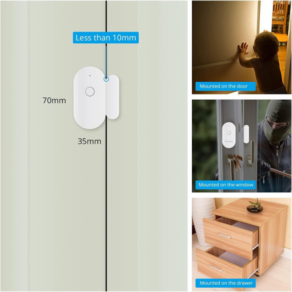Беспроводная Wi-Fi сигнализация Fuers WIFID01 для двери/окна, совместима с Tuya/Smart Life