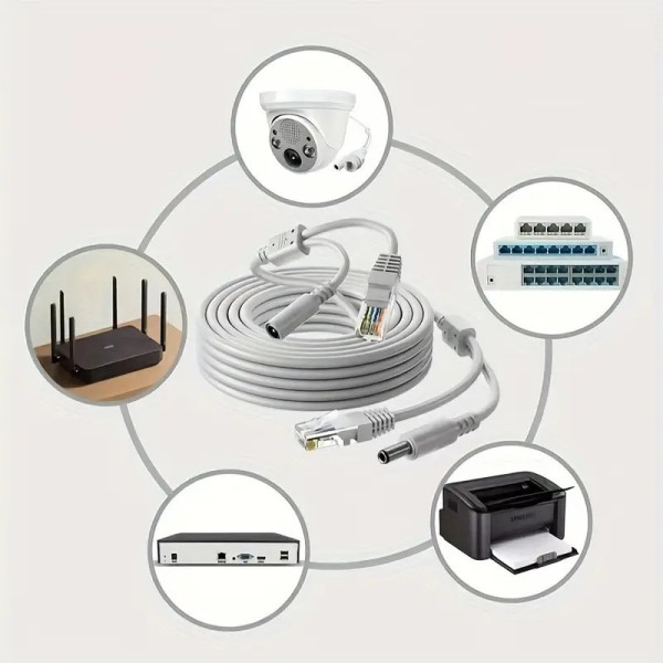 Комбинированный медный кабель RJ45 и DC для систем видеонаблюдения 20 м
