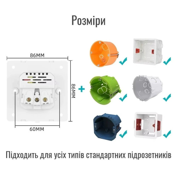 Розетка настенная Folem RZ1 с USB и Type-C портами быстрой зарядки QC3.0 белая