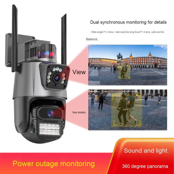 Уличная IP камера Dual Lens 6MP WiFi с сиреной и двусторонней аудиосвязью