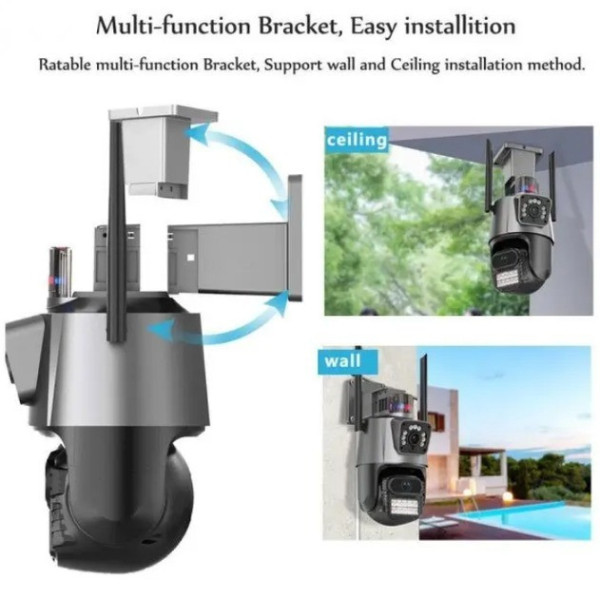 Уличная IP камера Dual Lens 6MP WiFi с сиреной и двусторонней аудиосвязью