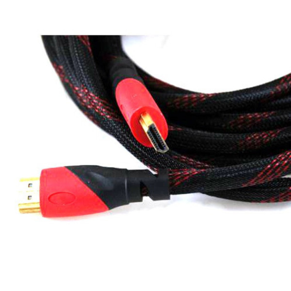 HDMI кабель 15 м с позолоченными контактами и усиленной оплеткой черно-красный