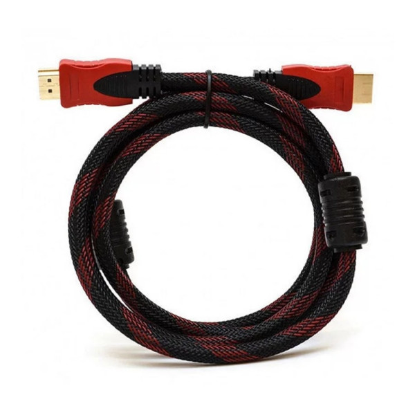 HDMI кабель 15 м с позолоченными контактами и усиленной оплеткой черно-красный