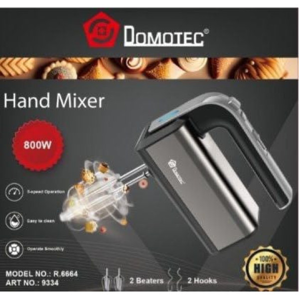 Миксер Domotec R.6664 5 скоростей, режим Турбо, Миксер электрический 800 вт