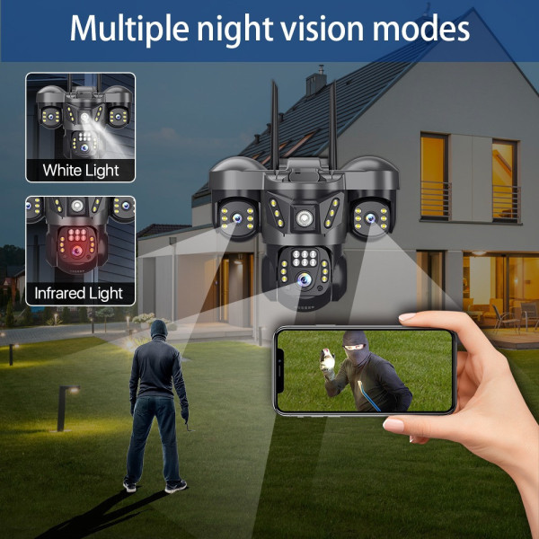 Уличная IP камера Wi-Fi 6K с тройным объективом черная