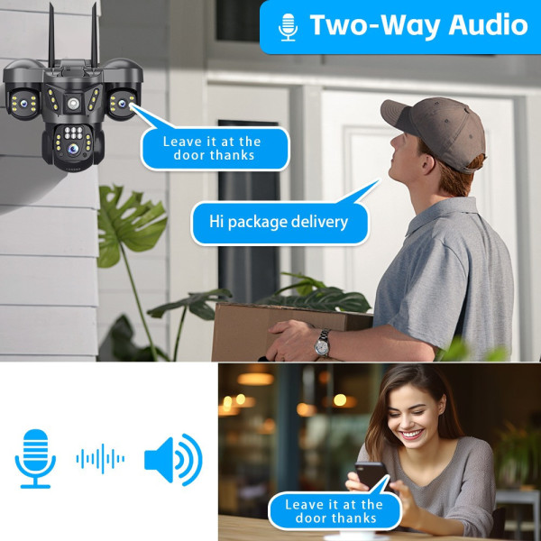 Уличная IP камера Wi-Fi 6K с тройным объективом черная