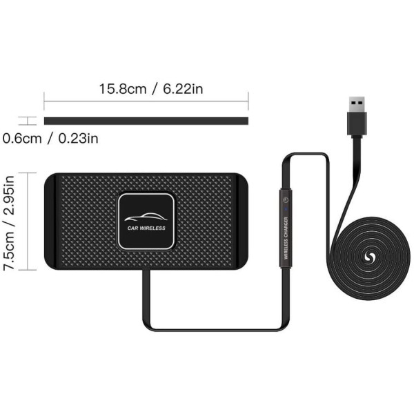 Силиконовый коврик в авто с быстрой беспроводной зарядкой Car Wireless Pad C1 15W