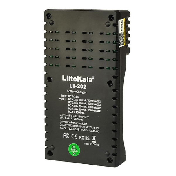 Универсальное зарядное устройство LiitoKala Lii-202 для 18650, AA, AAA Li-Ion, LiFePO4, Ni-MH/Cd + PowerBank