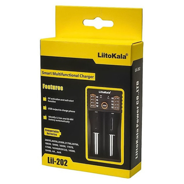Универсальное зарядное устройство LiitoKala Lii-202 для 18650, AA, AAA Li-Ion, LiFePO4, Ni-MH/Cd + PowerBank
