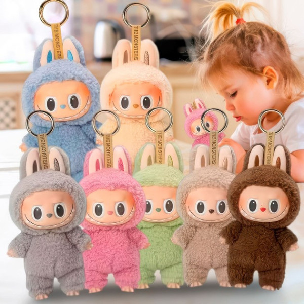 Фигурка коллекционная Labubu Macarons 17 см с брелком текстильная