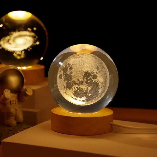 Ночной светильник  Луна хрустальный шар Земля Планета Декоративный 3D ночник