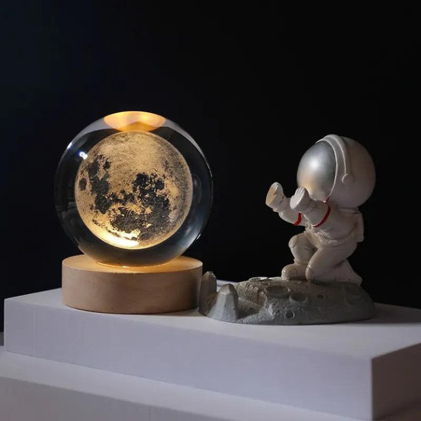 Ночной светильник  Луна хрустальный шар Земля Планета Декоративный 3D ночник