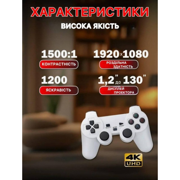 Смарт проектор X10 Plus с Android 11 и игровыми джойстиками 2 в 1
