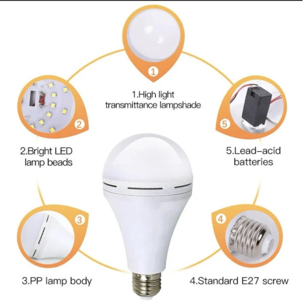 Лампа-фонарь на аккумуляторе Е27 LED Smartcharge АС 15W Светодиодная