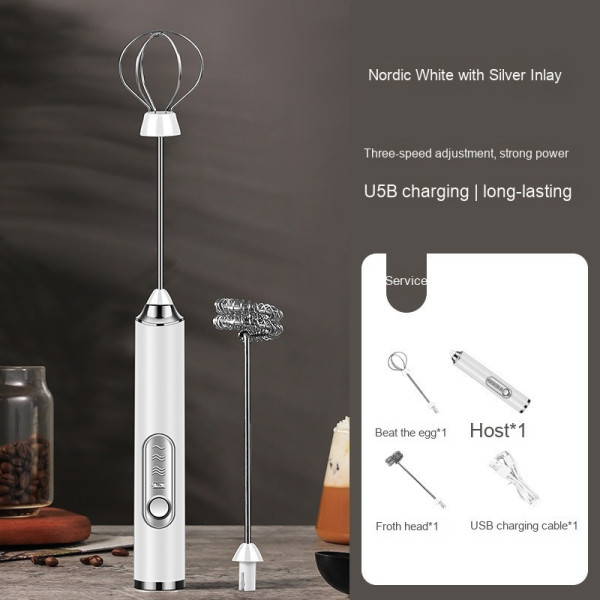 Портативный электрический миксер-капучинатор EGG BEATER беспроводной, ручной USB вспениватель для молочных напитков
