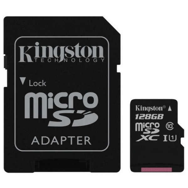 MicroSD карта памяти Kingston 128 ГБ Class 10 UHS-I для фото, видео, дронов и смартфонов