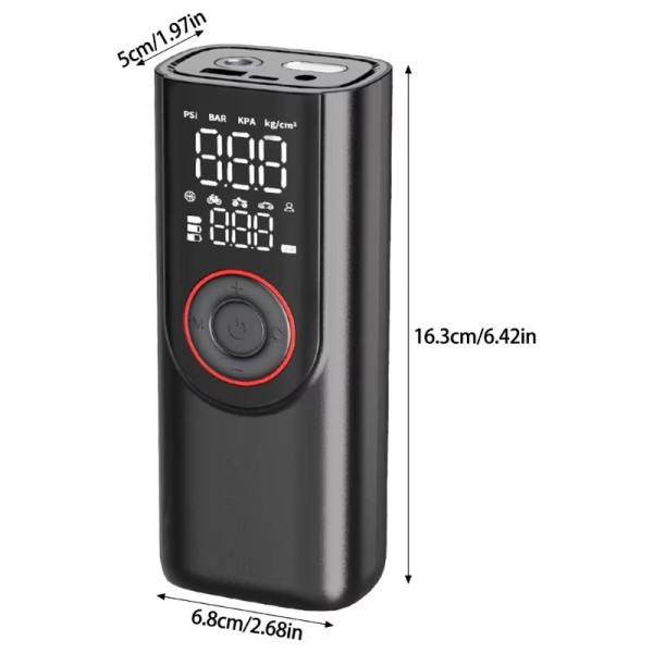 Портативный компрессор ATJ-9566 с цифровым манометром и аккумулятором 6000 мАч