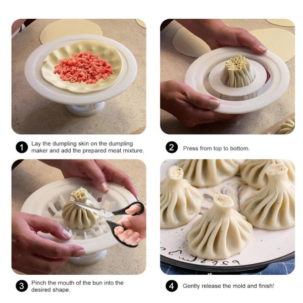 Ручной аппарат для лепки хинкали и пельменей Khinkali Maker, прочный пластиковый корпус, черный