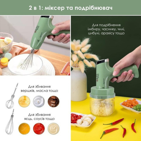 Портативный миксер Agitator RD-138 с аккумулятором и USB зарядкой
