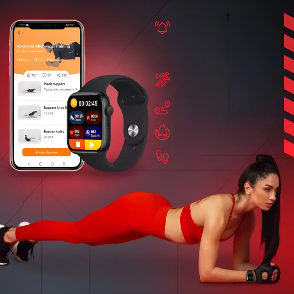 Фитнес трекер Watch X8 MX смарт часы с подсчетом шагов черный