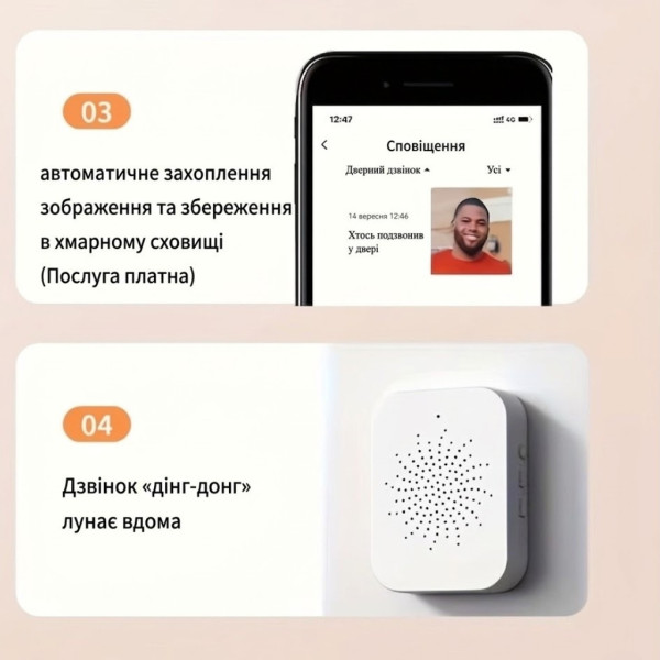 WiFi видеозвонок H51 умный звонок с камерой ночное видение и связь