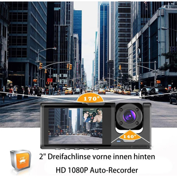 Регистратор AND Z37 3 камеры Full HD 1080p автомобильная система видеозаписи