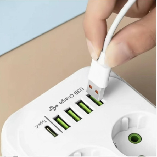 Разветвитель розеток D10 10 гнезд с USB Type-C зарядная станция 5 м