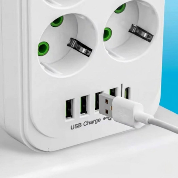 Разветвитель розеток D10 10 гнезд с USB Type-C зарядная станция 5 м
