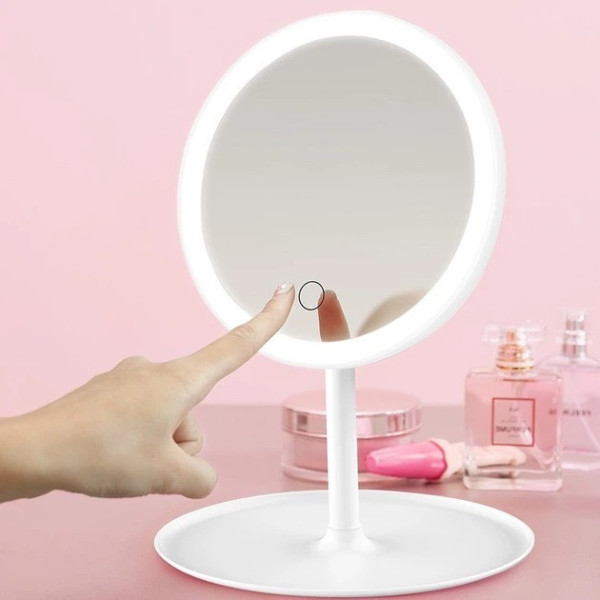 Зеркало для макияжа AMIRO сенсорное LED подсветка настольное