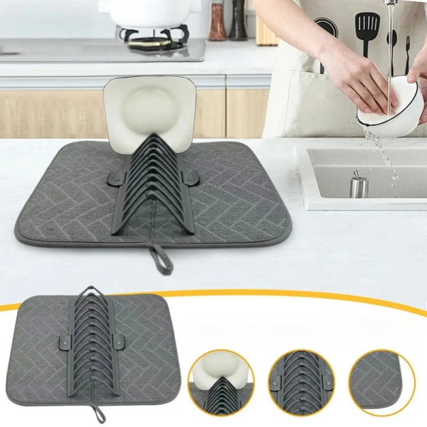 Сушилка Dish Drain Rack для кухни с ковриком для посуды