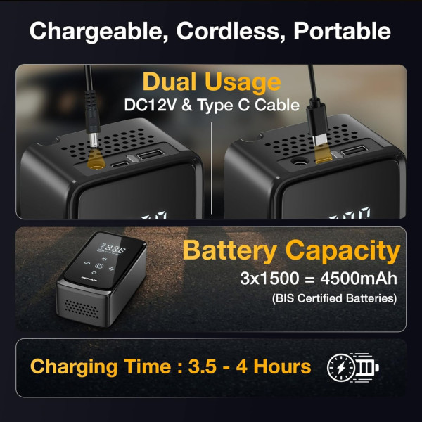 Авто компрессор M-903A портативный насос 6000 mAh с фонарем