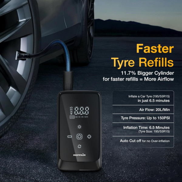 Авто компрессор M-903A портативный насос 6000 mAh с фонарем
