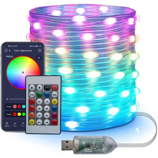 Гирлянда RGB 10 м LED Bluetooth подсветка для комнаты