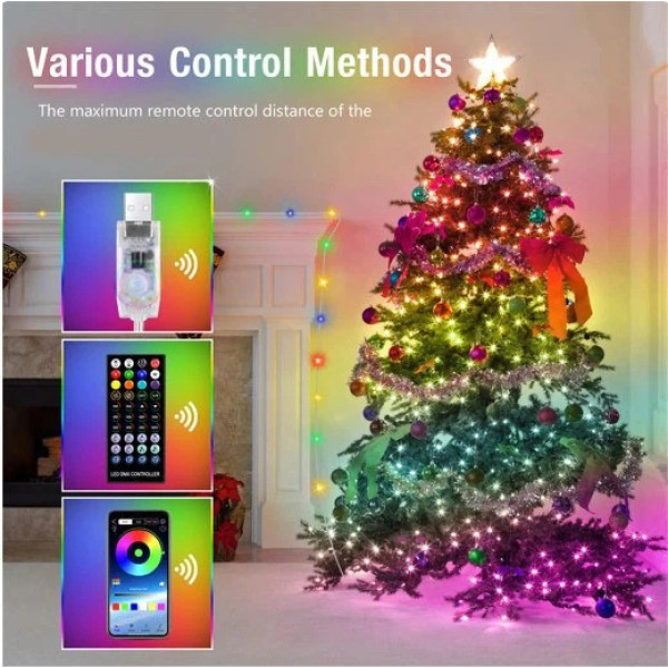 Гирлянда RGB 10 м LED Bluetooth подсветка для комнаты
