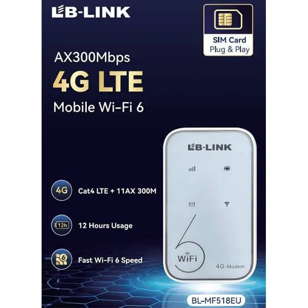 Wi-Fi роутер LB-LINK BL-MF518EU портативный 4G LTE маршрутизатор для дома и путешествий