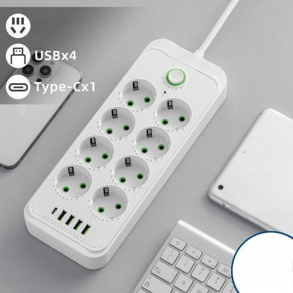 Фильтр питания удлинитель на 8 гнезд с 5 USB разветвитель розетки 2 м