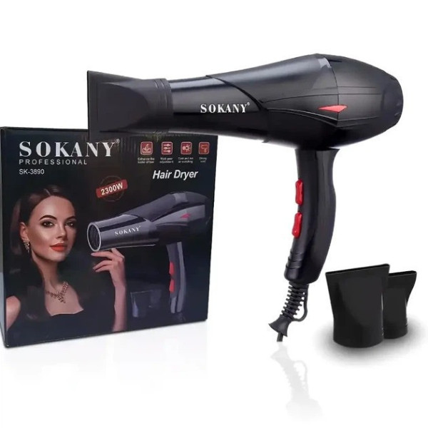 Фен для укладки SOKANY HS-3890 2300Вт с ионизацией и комплектом насадок