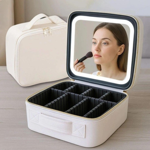 Косметичка бьюти кейс Make Up с LED зеркалом, органайзер для косметики с подсветкой
