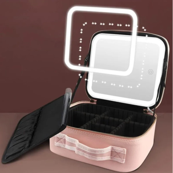 Косметичка бьюти кейс Make Up с LED зеркалом, органайзер для косметики с подсветкой