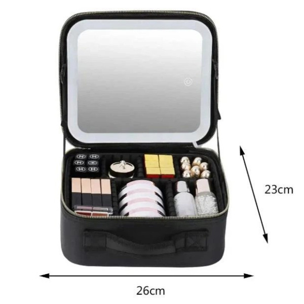 Косметичка бьюти кейс Make Up с LED зеркалом, органайзер для косметики с подсветкой