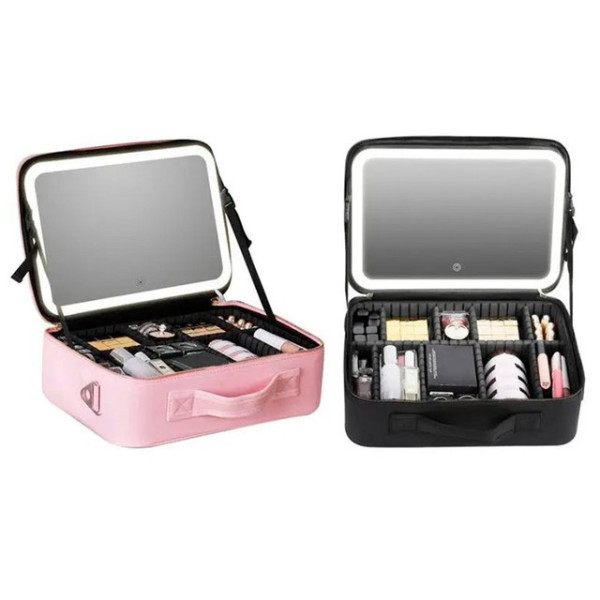 Косметичка бьюти кейс Make Up с LED зеркалом, органайзер для косметики с подсветкой