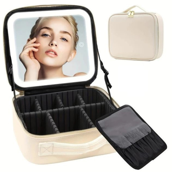 Косметичка бьюти кейс Make Up с LED зеркалом, органайзер для косметики с подсветкой