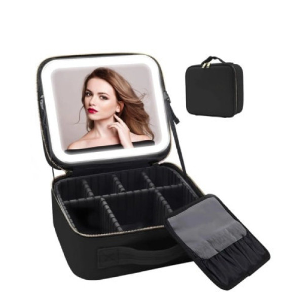 Косметичка бьюти кейс Make Up с LED зеркалом, органайзер для косметики с подсветкой