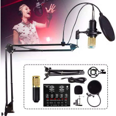 Конденсаторный микрофон Music M-800 студийный с поп фильтром стойкой и ветрозащитой