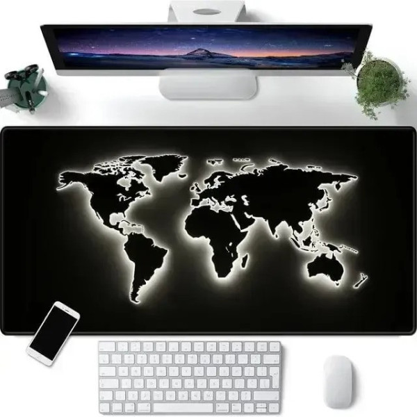 Коврик мыши HP227 с подсветкой карта мира, игровой коврик для компьютера большой