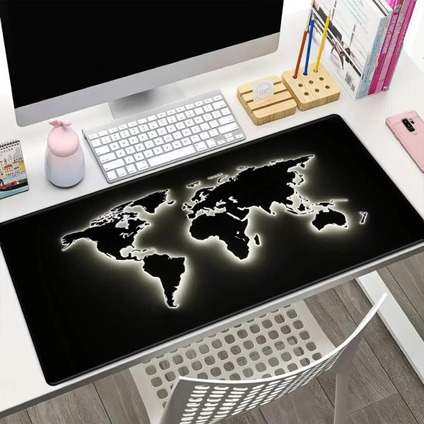 Коврик мыши HP227 с подсветкой карта мира, игровой коврик для компьютера большой
